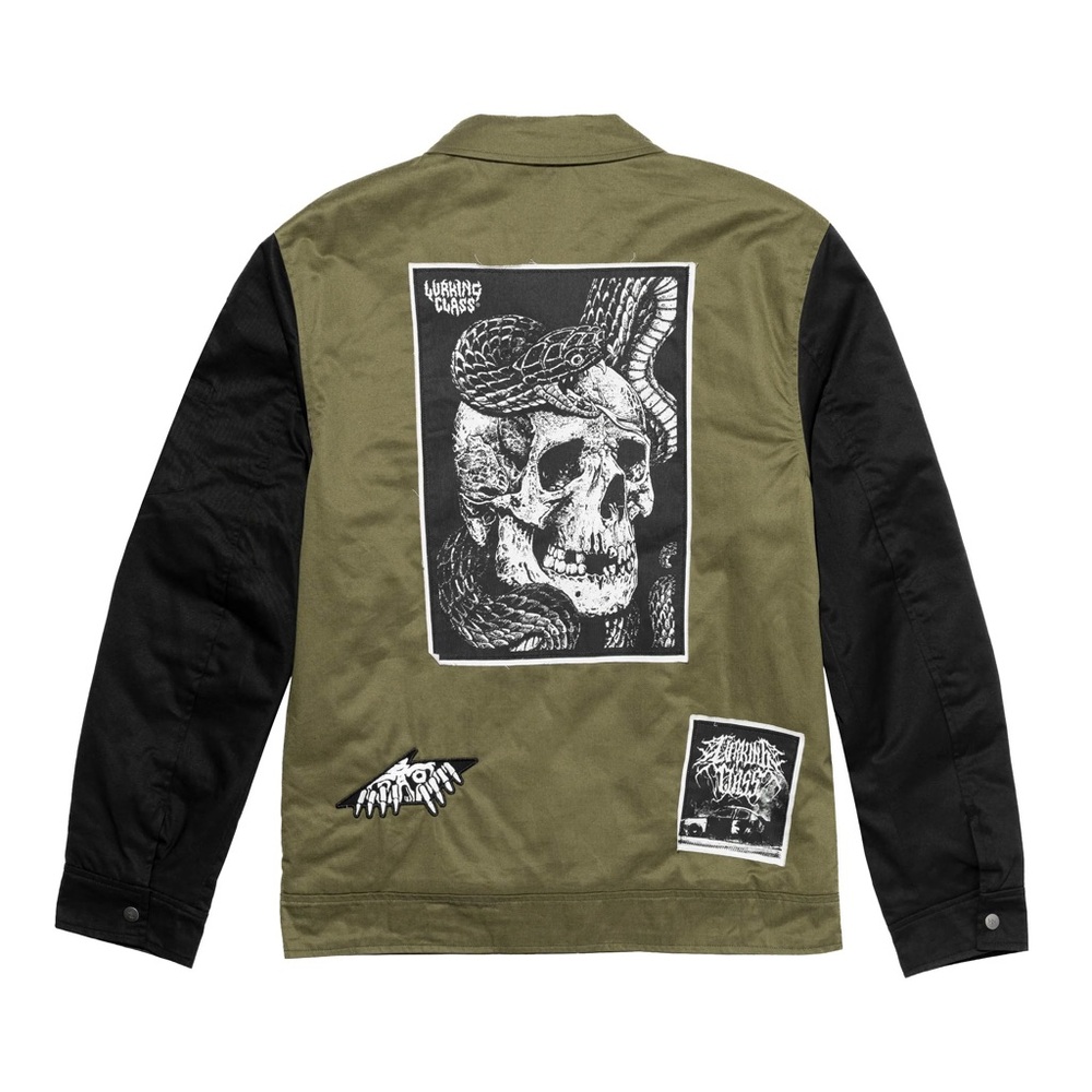 Men's Olive and Black Graphic Jacket - Picture 1 of 8